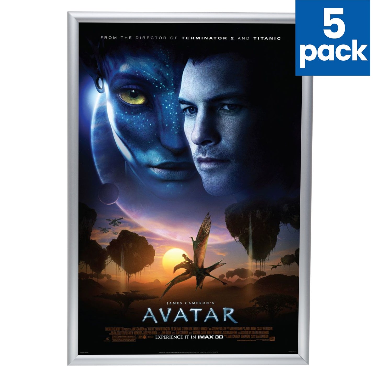 5 Case Pack of Silver 24x36 Movie Poster Frame - 1" Profile