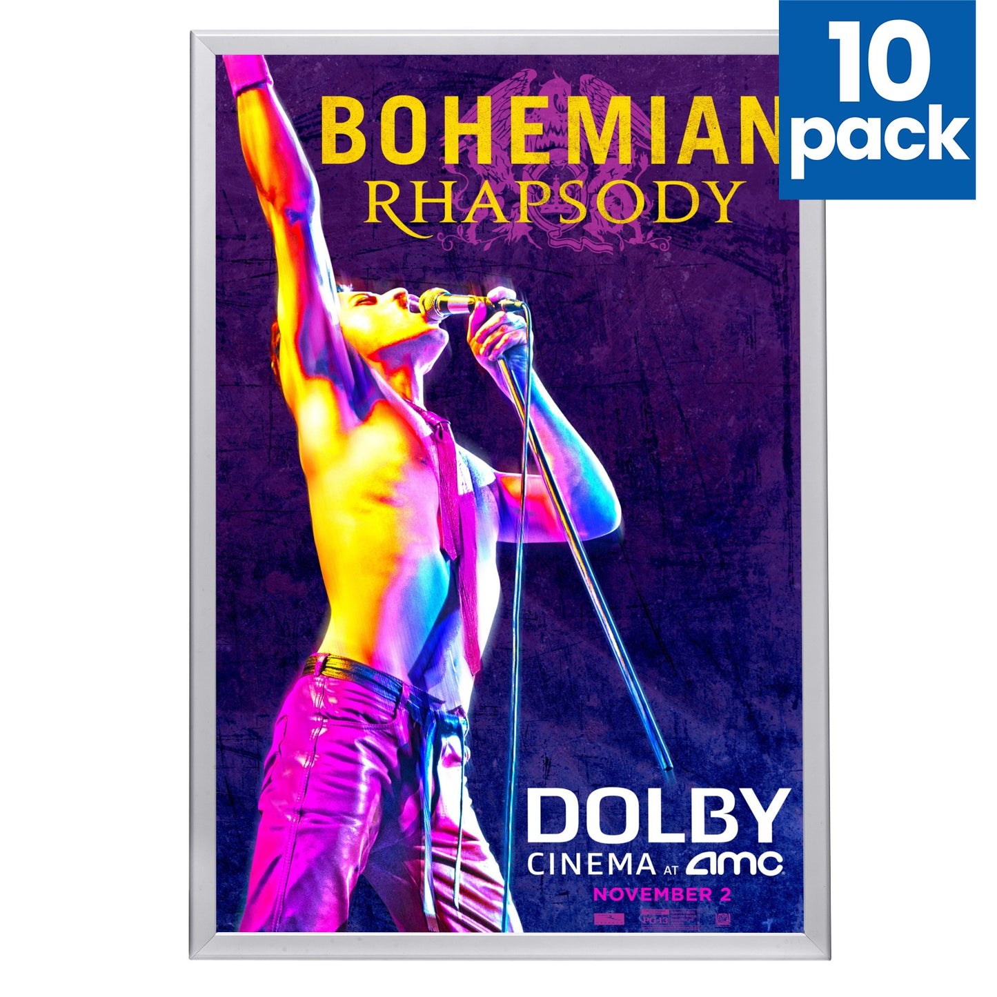 10 Case Pack of Silver 24x36 Movie Poster Frame - 1.25" Profile