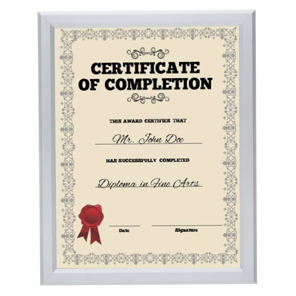 8.5x11 Silver Certificate Frame 0.8 Inch Snapezo®