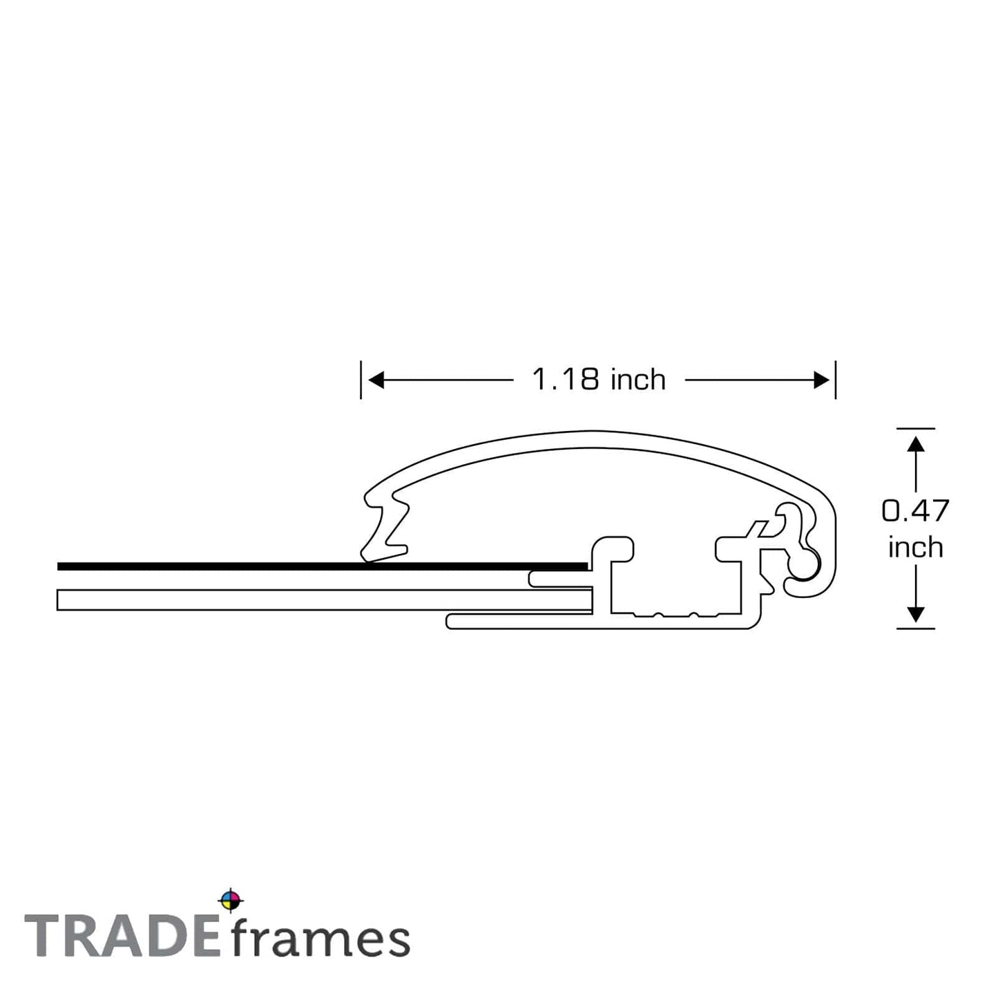 12x20 TRADEframe Black Snap Frame 12x20 - 1.2 inch profile - Snap Frames Direct