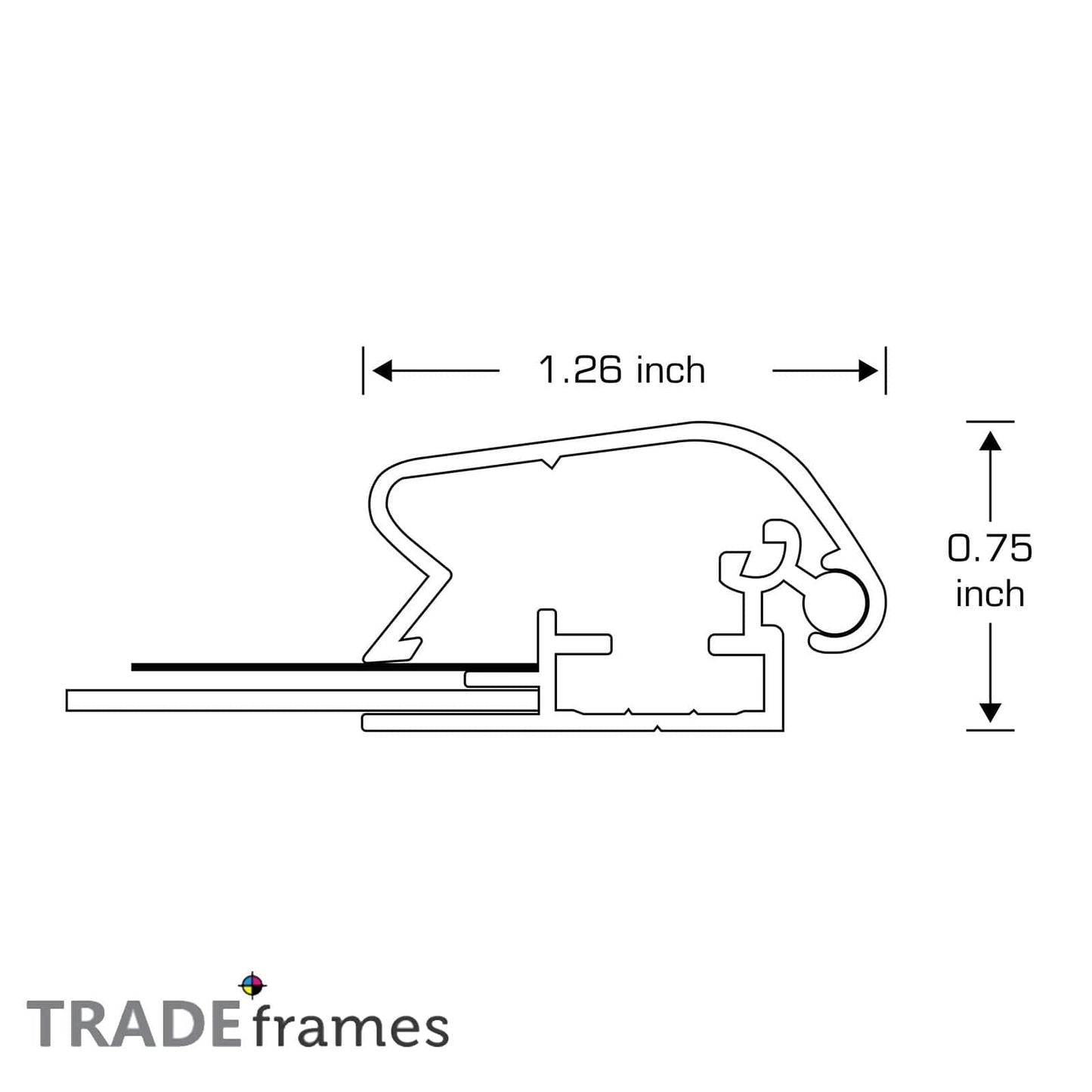 8.5x11 Black TRADEframe Locking - 1.25" Profile - Snap Frames Direct