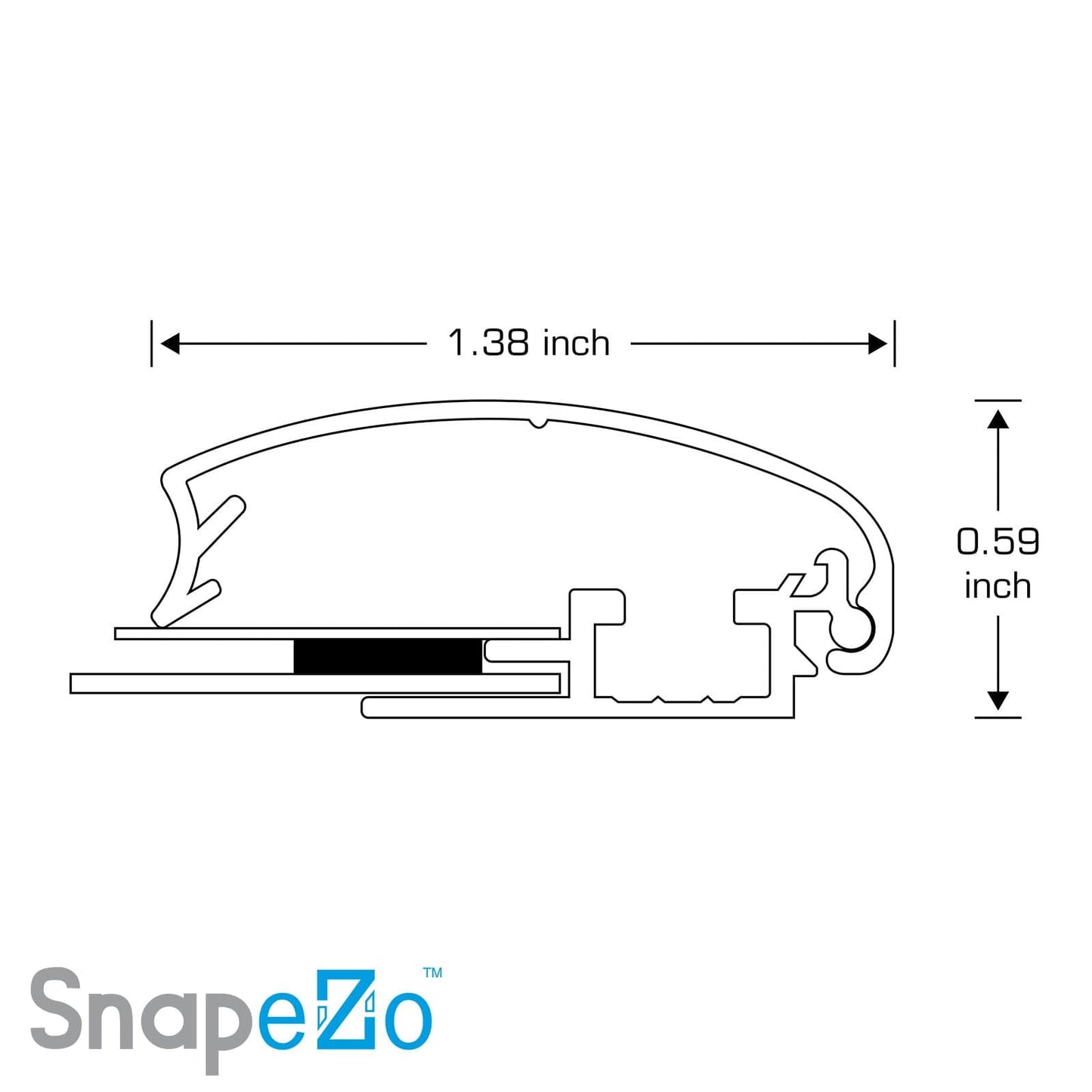 27x41 Black SnapeZo® Weather Resistant - 1.38" Profile - Snap Frames Direct