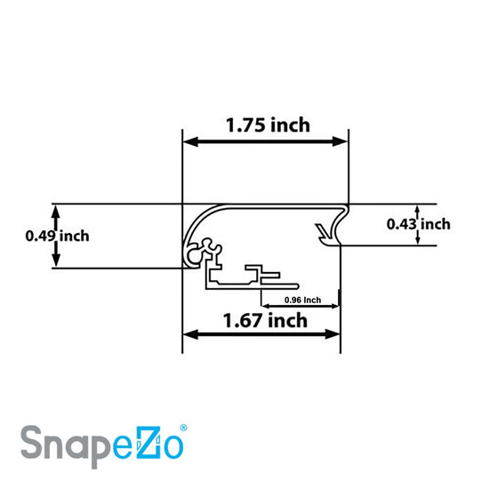 24x36 Silver SnapeZo® Return Round-Cornered - 1.7" Profile - Snap Frames Direct