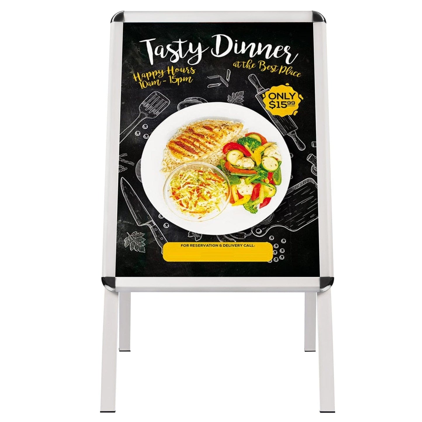 18x24 Silver SnapeZo® Sidewalk Sign - 1.25" Profile - Snap Frames Direct