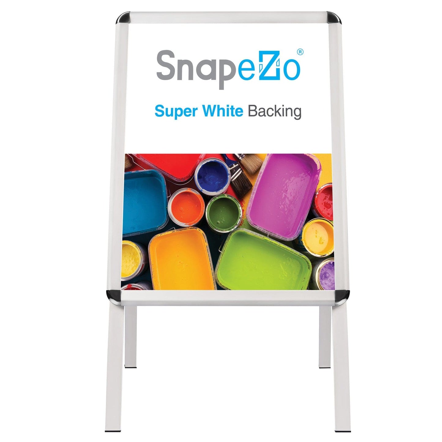 24x30 Silver SnapeZo® Sidewalk Sign - 1.25" Profile - Snap Frames Direct