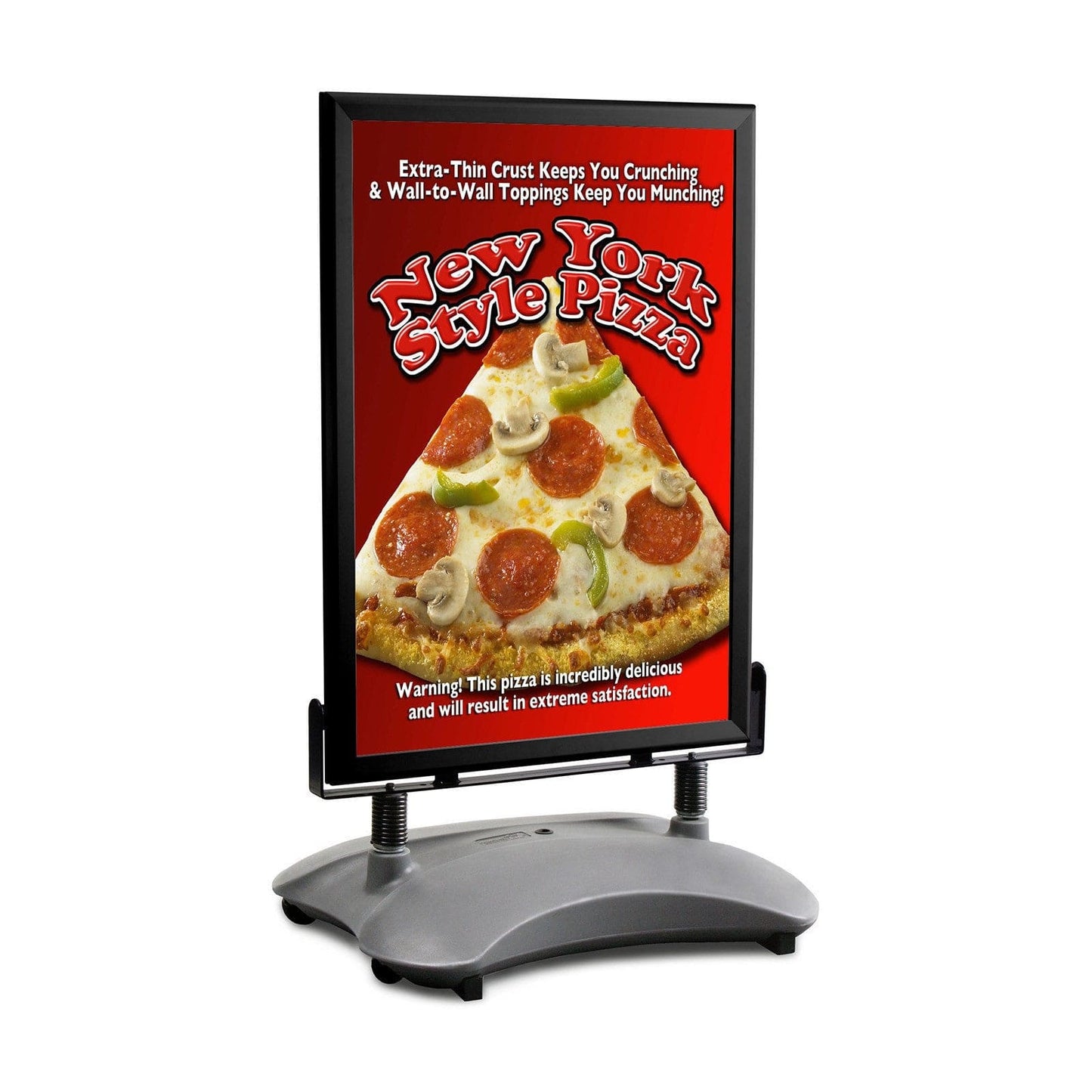 Black sidewalk sign with sand/water-filled base for poster size 22X28 - 1.7 inch profile - Snap Frames Direct