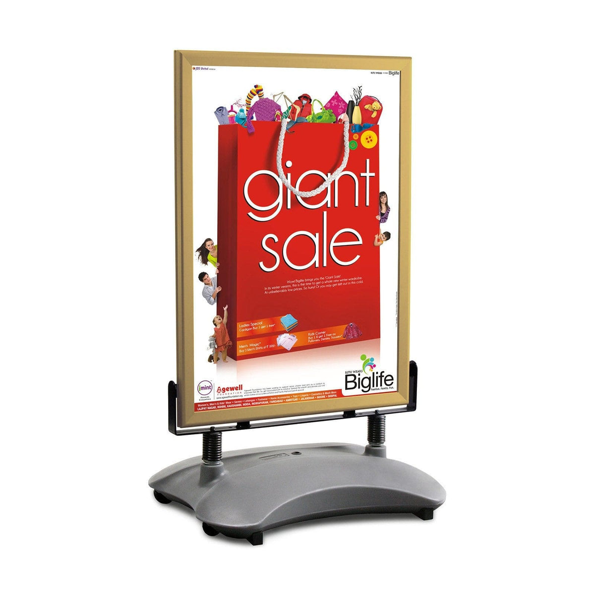 22x28 Gold Snapezo® Sidewalk Sign With Base - 1.7" Profile – Snap ...