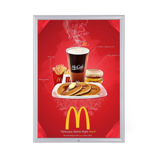 Silver locking snap frame poster size 27X40 - 1.25 inch profile - Snap Frames Direct