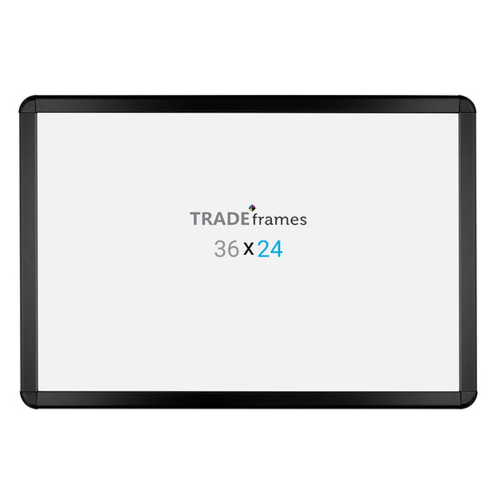 24x36 Black round-corner TRADEframe Snap Frame, media size 24x36 - 1.25 inch profile - Snap Frames Direct
