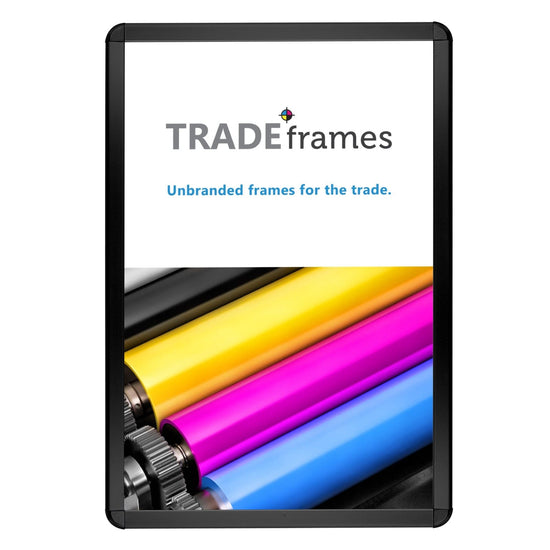 24x36 Black round-corner TRADEframe Snap Frame, media size 24x36 - 1.25 inch profile - Snap Frames Direct