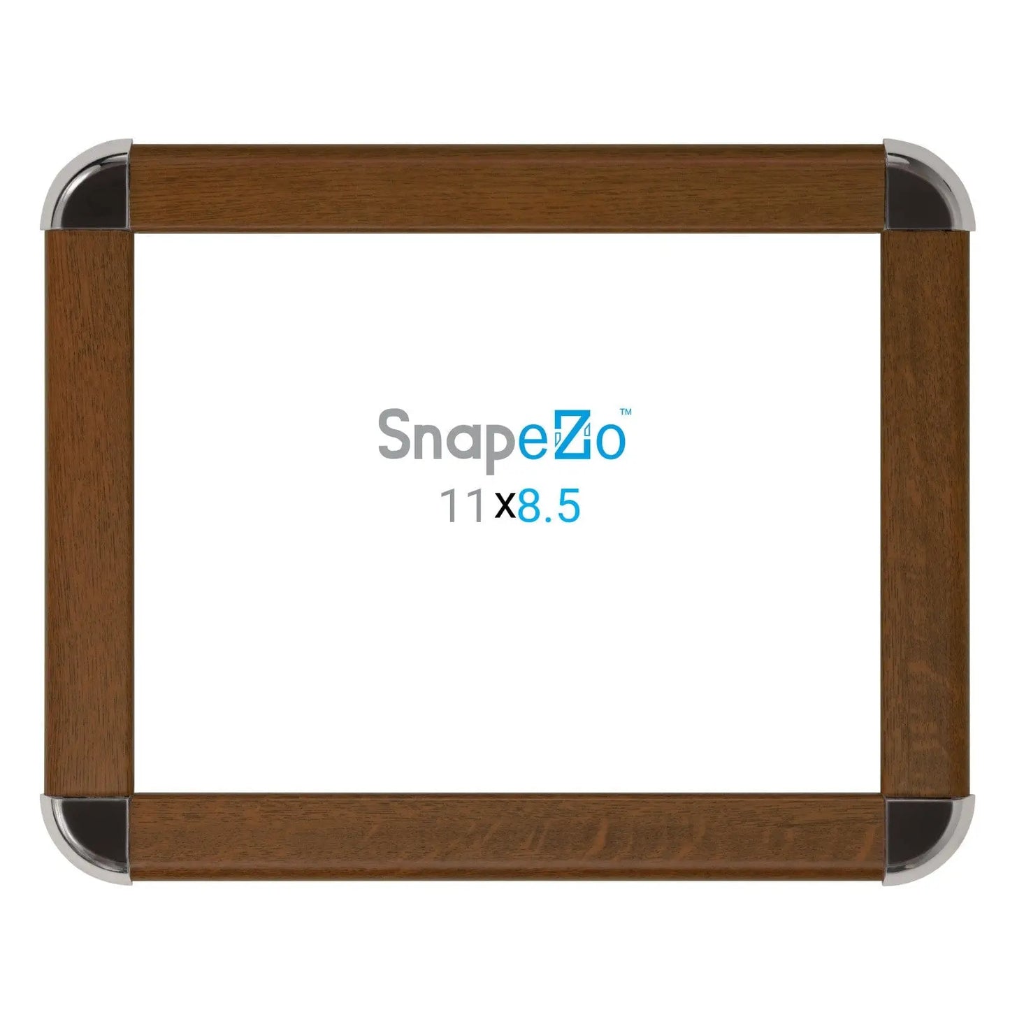 8.5x11 Dark Wood SnapeZo® Round-Cornered - 1.25" Profile - Snap Frames Direct