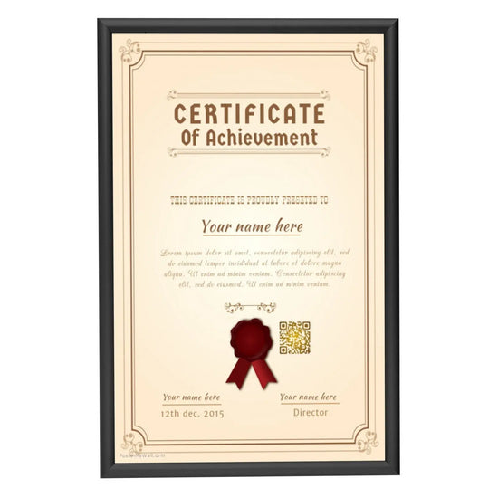 Black diploma snap frame poster size 11X17 -  0.6 inch profile - Snap Frames Direct