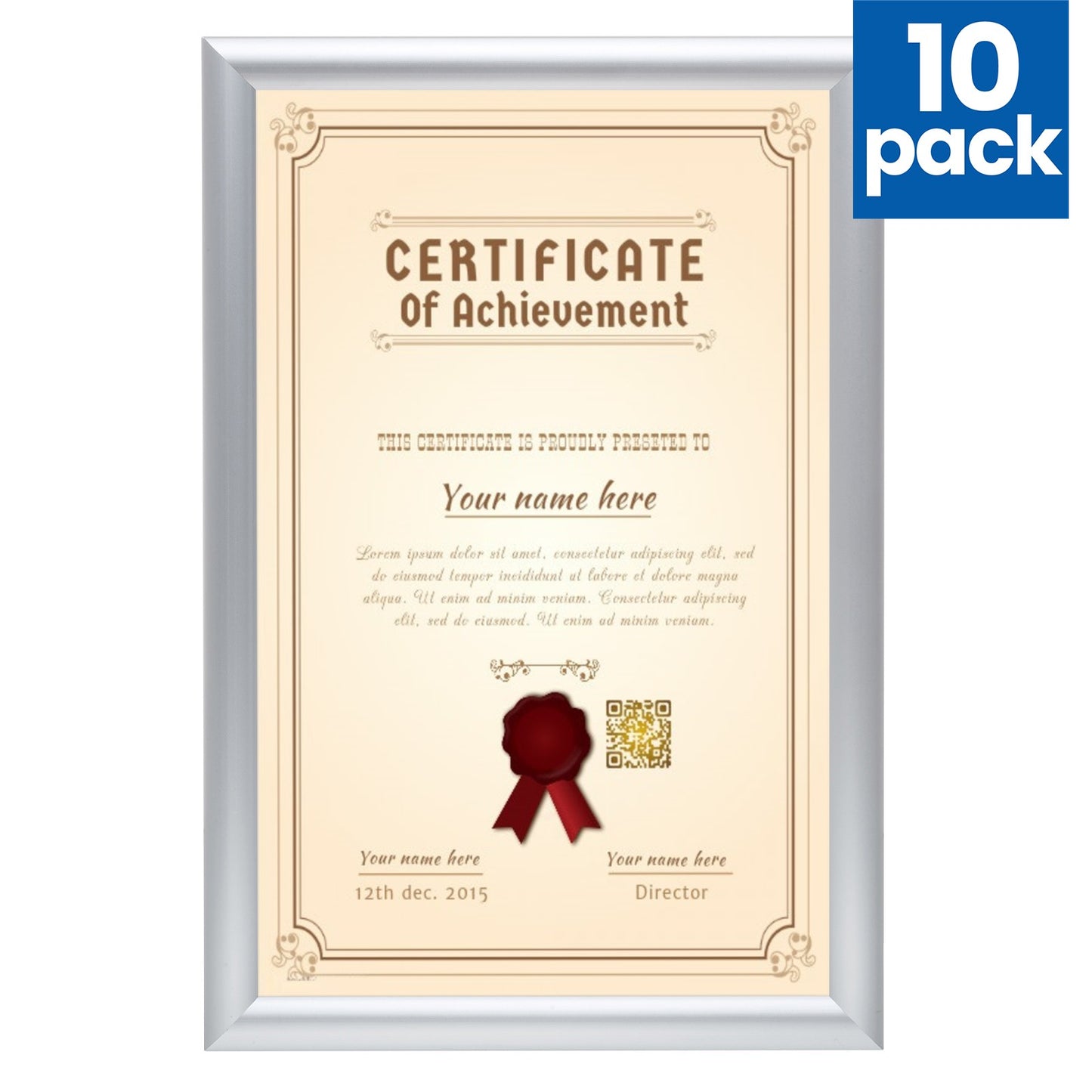 10 Case Pack of Silver 11x17 Diploma Frame - 1" Profile