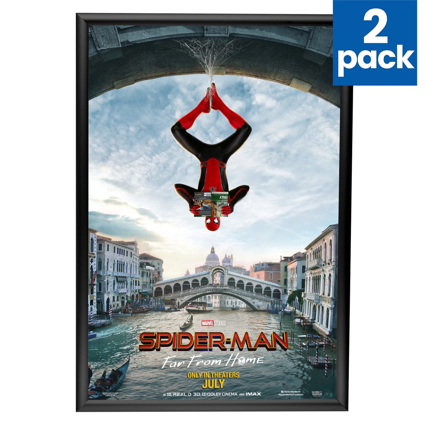 Twin-Pack Black 24x36 Movie Poster Frame - 1" Profile