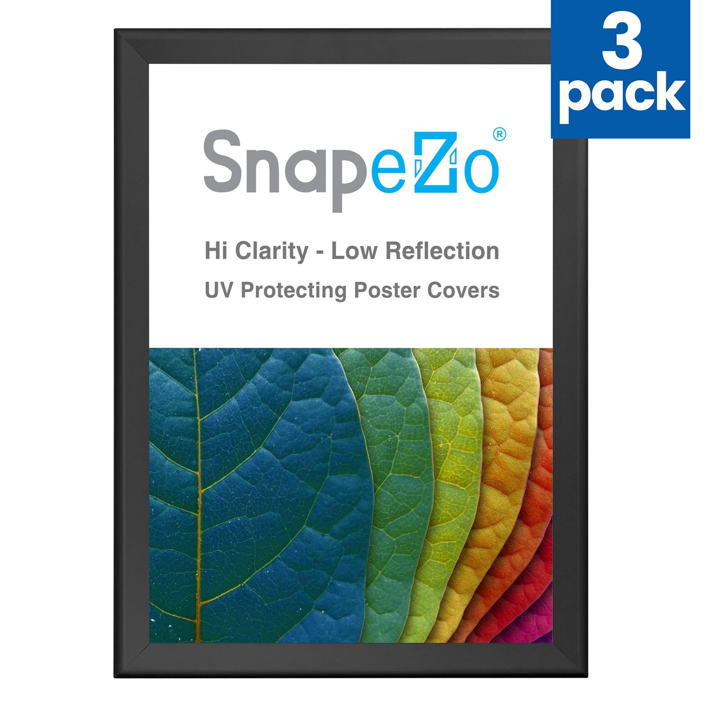Pack of 3 - 31x44 Inches Black Snapezo® Snap Frame - 1.7" profile