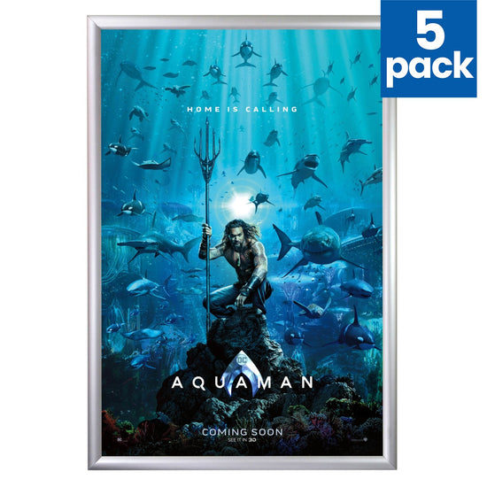 5 Case Pack of Silver 24x36 Movie Poster Frame - 1.2" Profile