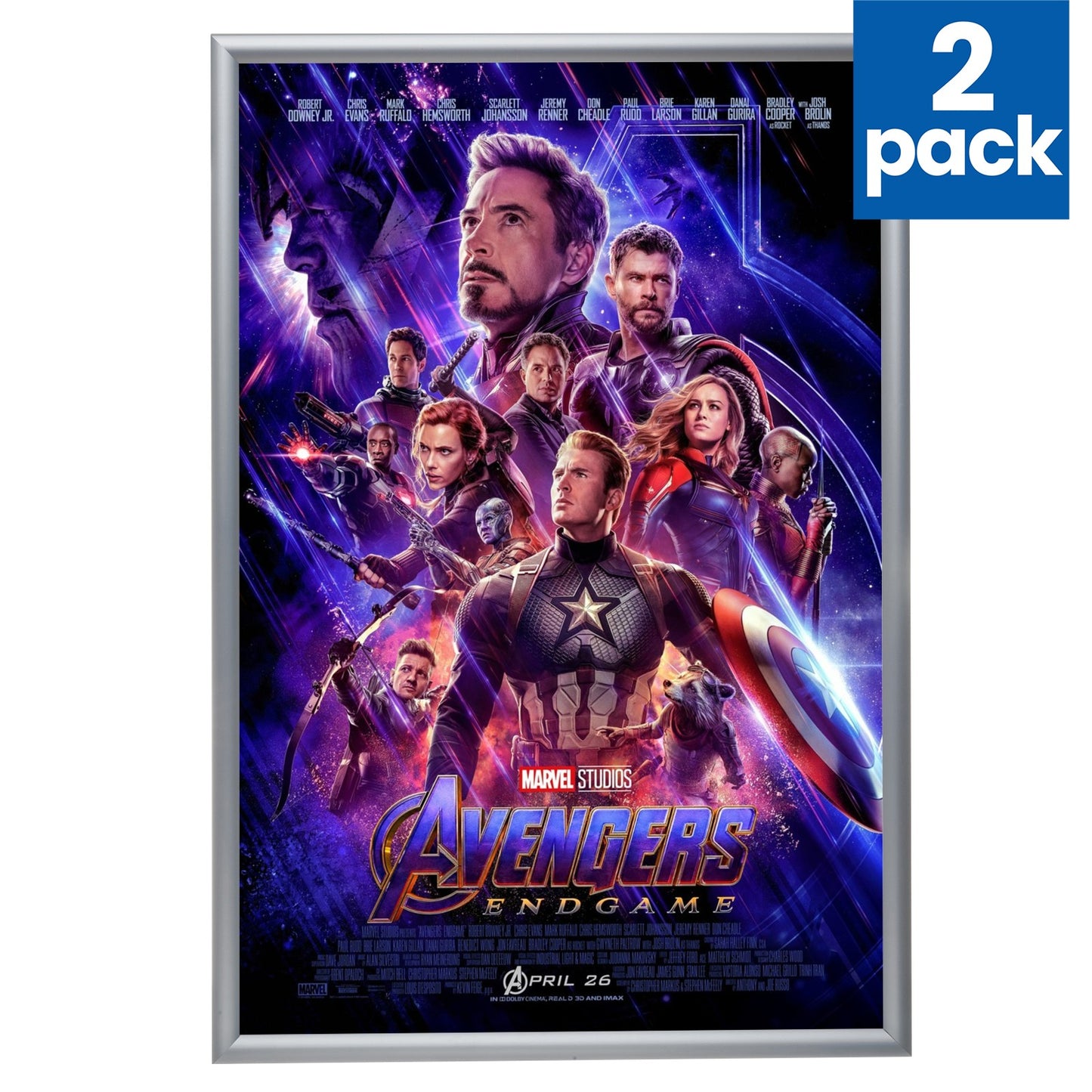 Twin-Pack Silver 27x40 Movie Poster Frame - 1.2" Profile