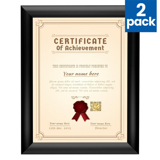 Twin-Pack Black 8.5x11 Certificate Frame - 1" Profile