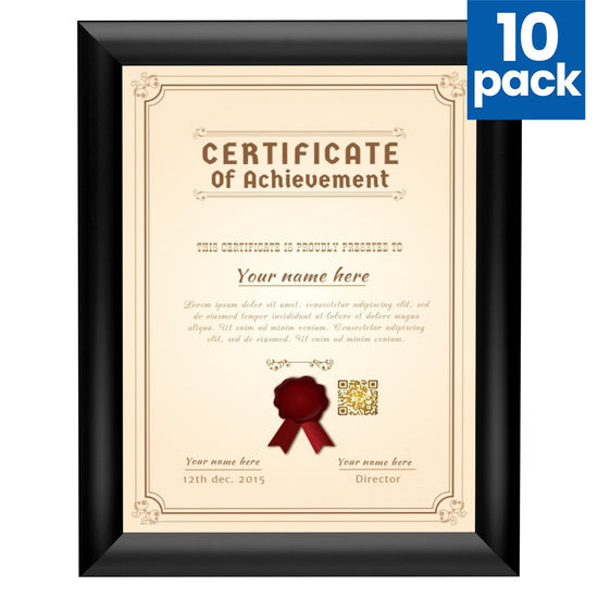 10 Case Pack of Black 8.5x11 Certificate Frame - 1" Profile