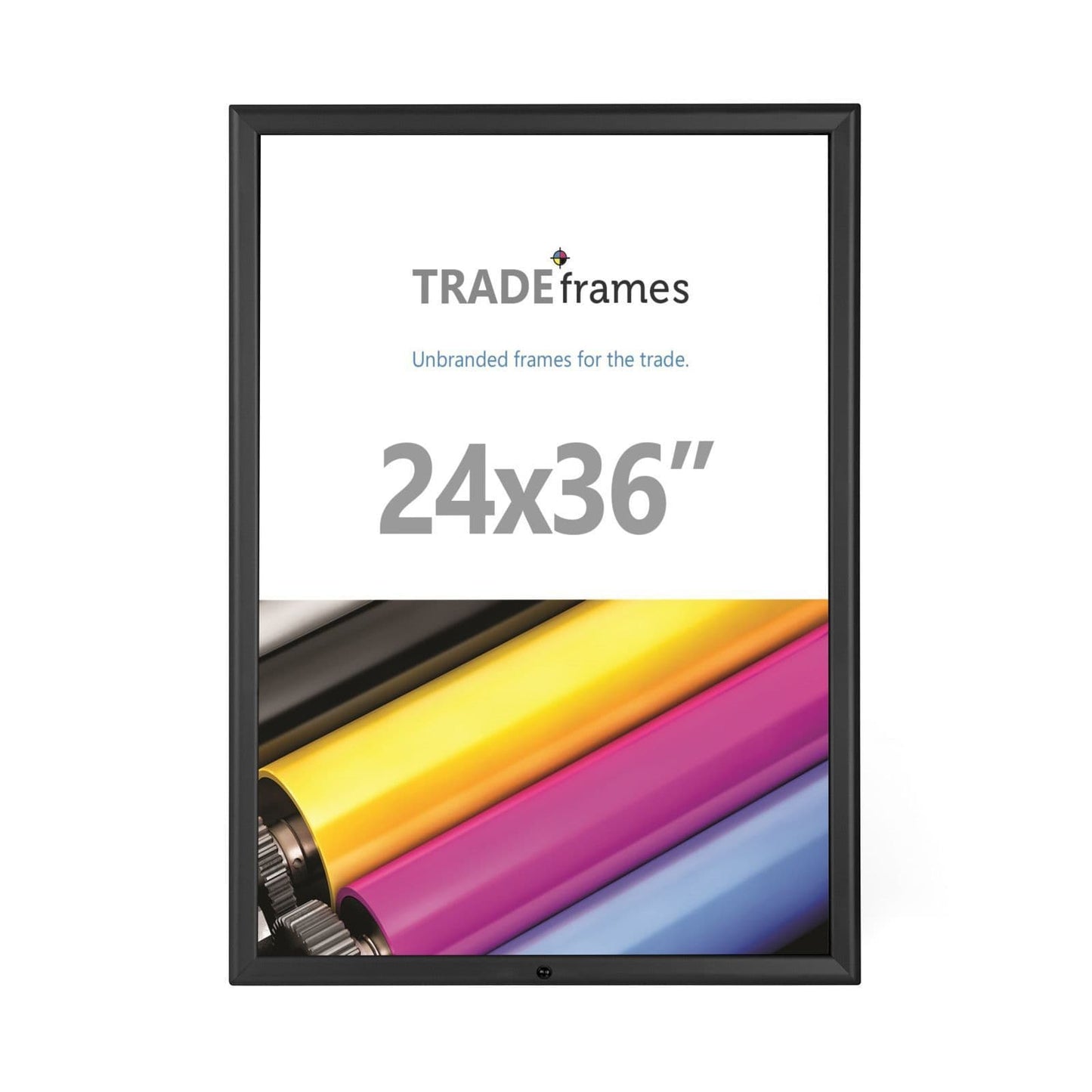 Black locking TRADEframe snap frame, media size 24X36 - 1.25 inch profile - Snap Frames Direct