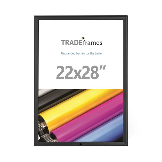Black locking TRADEframe snap frame, media size 22X28 - 1.25 inch profile - Snap Frames Direct